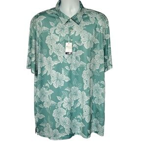 Reyn Spooner Polo Shirt Brrr Triple Chill Cooling Size 3XL Green Floral New NWT
